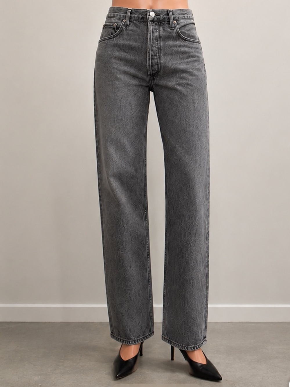 AGOLDE 90s Pinch Waist Straight Leg Jeans Charcoal Gray 28 Worn Vintage Black